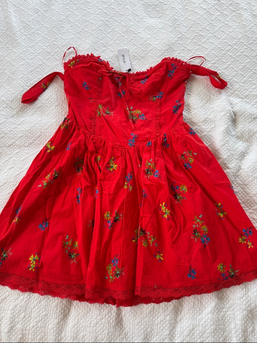 Women’s Red Floral Tie-Shoulder Dress